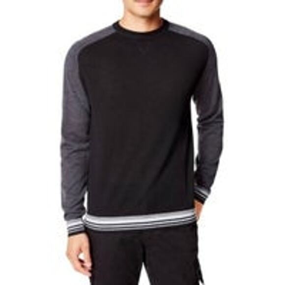 Good Man Brand Colorblock Raglan 100% Merino Wool Sweater Black/Gray SZ XX-Large - Picture 1 of 9